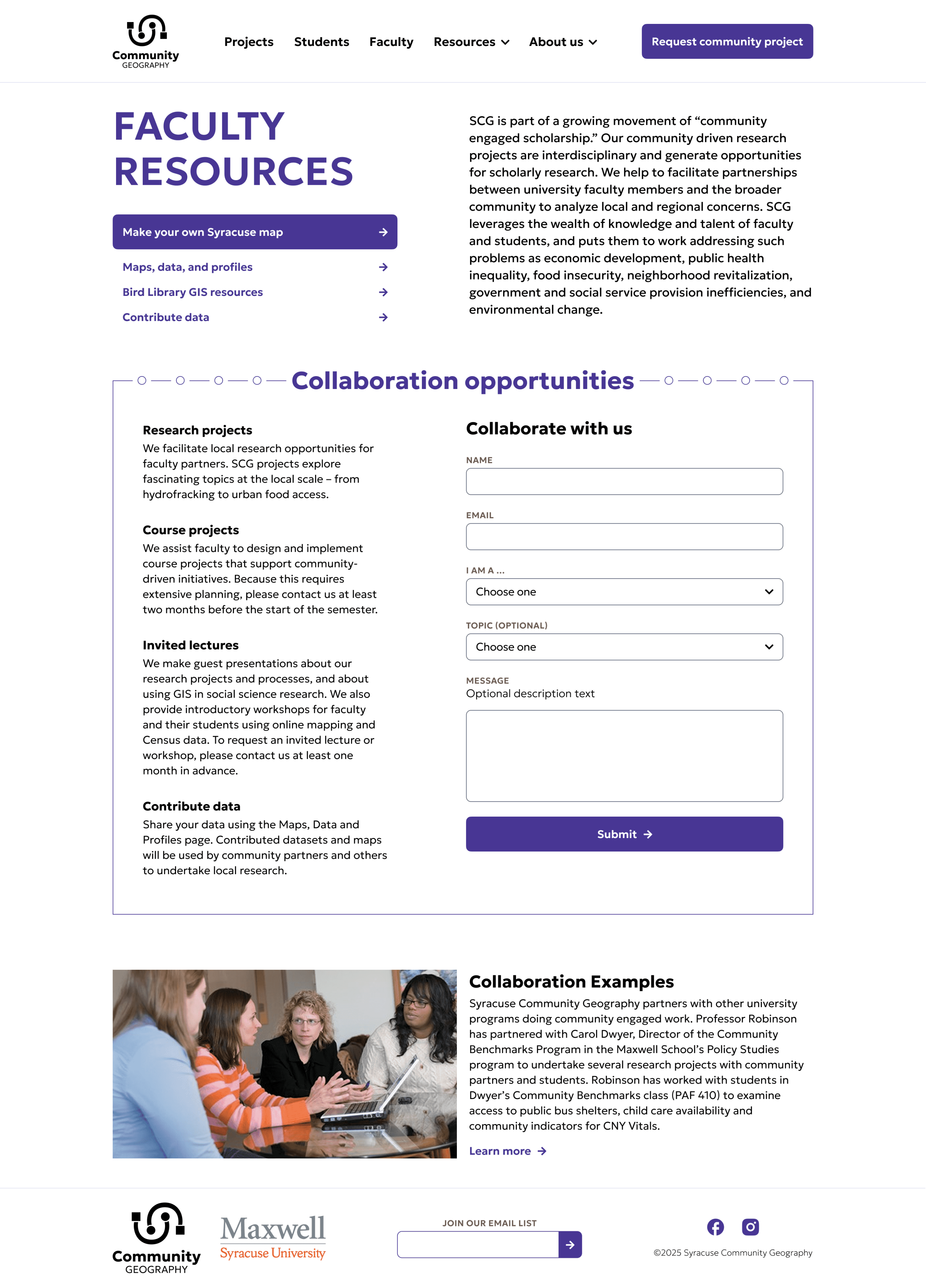 The Community Geography faculty resources page.
